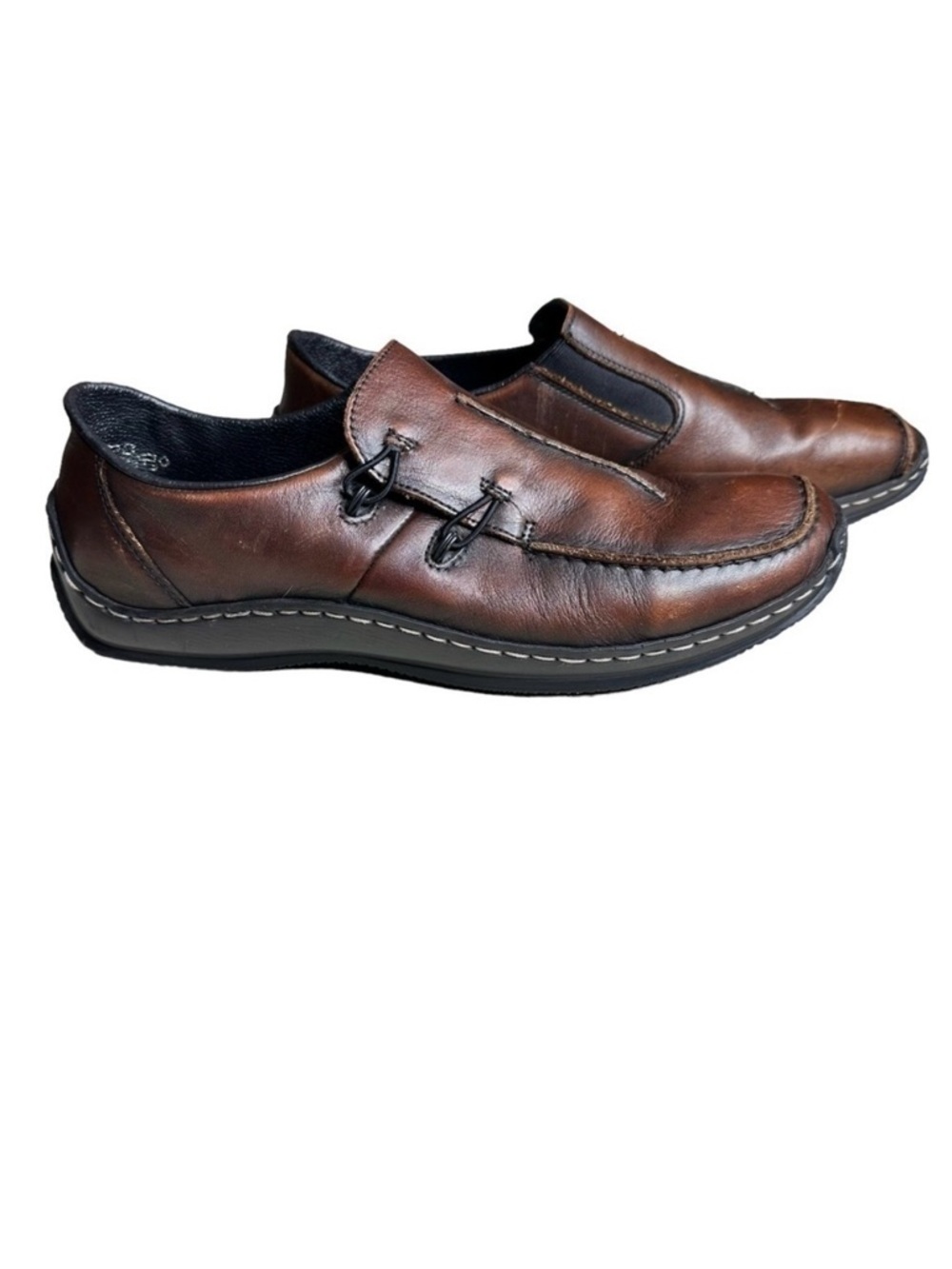 Rieker Antistress Celia Brown Leather Slip On Flat Driving Shoe. Size 42